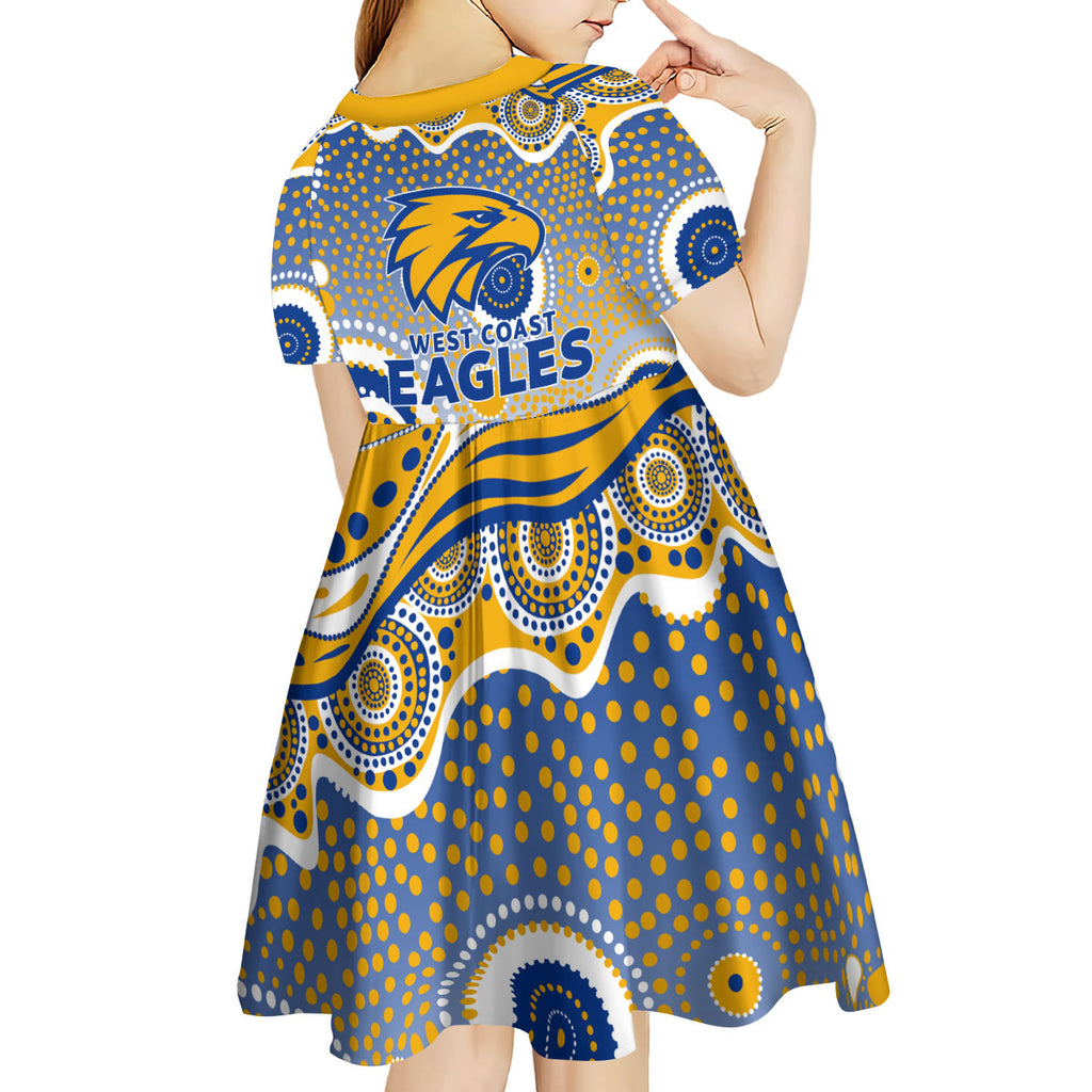 West Coast Eagles Kid Short Sleeve Dress Aboriginal Dot Pattern - Football Mascot Heritage Pride