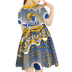 West Coast Eagles Kid Short Sleeve Dress Aboriginal Dot Pattern - Football Mascot Heritage Pride
