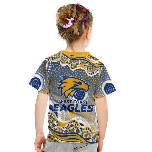 West Coast Eagles Kid T Shirt Aboriginal Dot Pattern - Football Mascot Heritage Pride