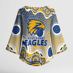 West Coast Eagles Kimono Sleeve Blouse Aboriginal Dot Pattern - Football Mascot Heritage Pride
