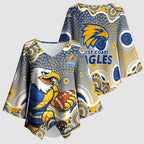 West Coast Eagles Kimono Sleeve Blouse Aboriginal Dot Pattern - Football Mascot Heritage Pride