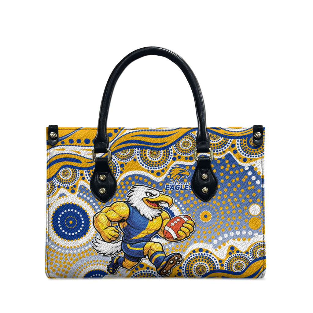 West Coast Eagles Leather Bag Aboriginal Dot Pattern - Football Mascot Heritage Pride