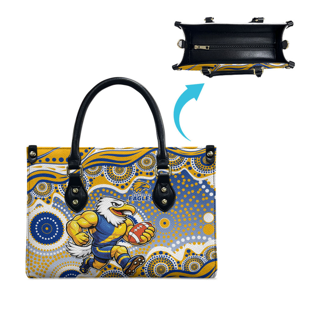 West Coast Eagles Leather Bag Aboriginal Dot Pattern - Football Mascot Heritage Pride