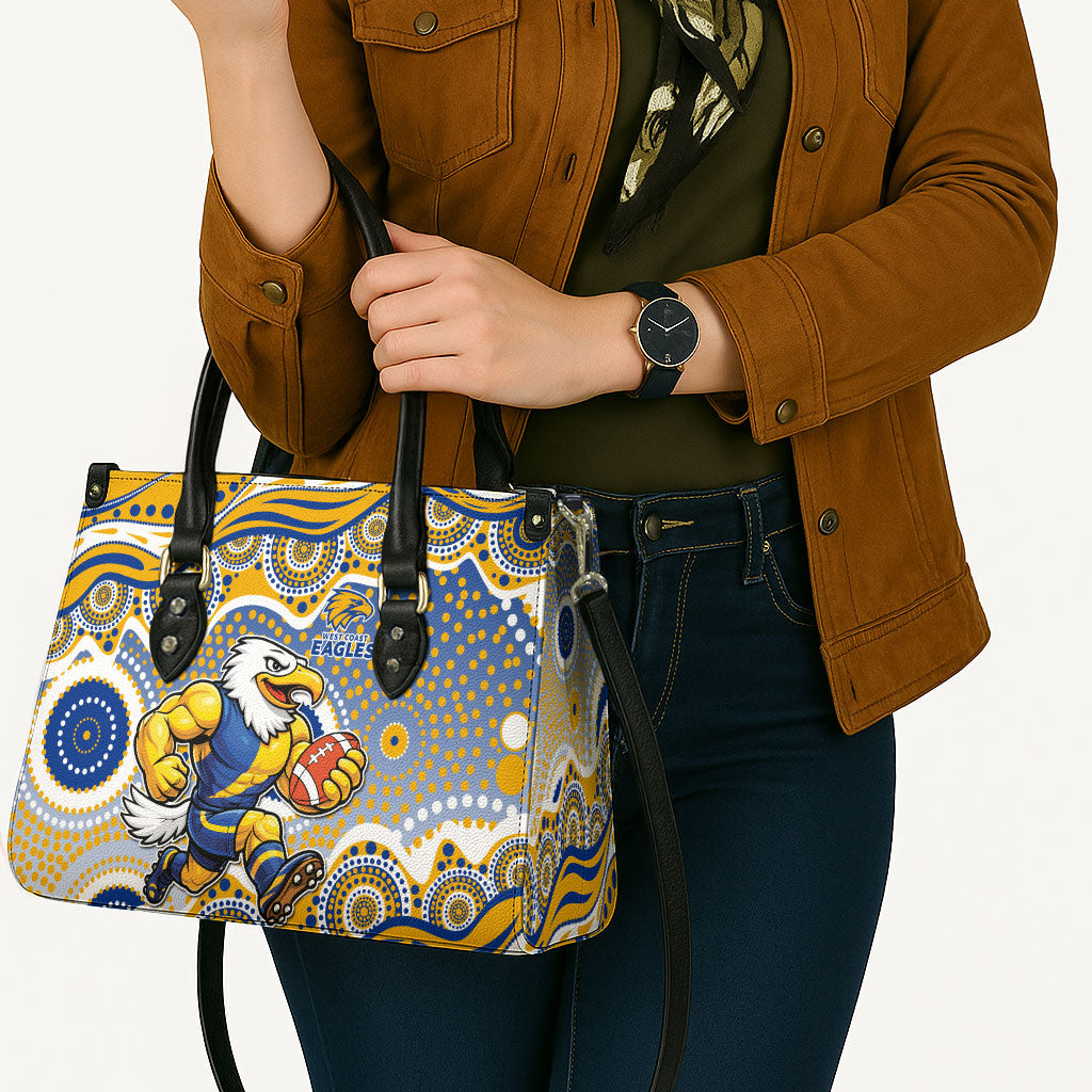 West Coast Eagles Leather Bag Aboriginal Dot Pattern - Football Mascot Heritage Pride