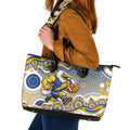 West Coast Eagles Leather Tote Bag Aboriginal Dot Pattern - Football Mascot Heritage Pride