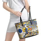 West Coast Eagles Leather Tote Bag Aboriginal Dot Pattern - Football Mascot Heritage Pride
