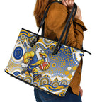 West Coast Eagles Leather Tote Bag Aboriginal Dot Pattern - Football Mascot Heritage Pride