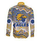West Coast Eagles Long Sleeve Button Shirt Aboriginal Dot Pattern - Football Mascot Heritage Pride