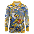West Coast Eagles Long Sleeve Polo Shirt Aboriginal Dot Pattern - Football Mascot Heritage Pride