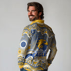West Coast Eagles Long Sleeve Polo Shirt Aboriginal Dot Pattern - Football Mascot Heritage Pride