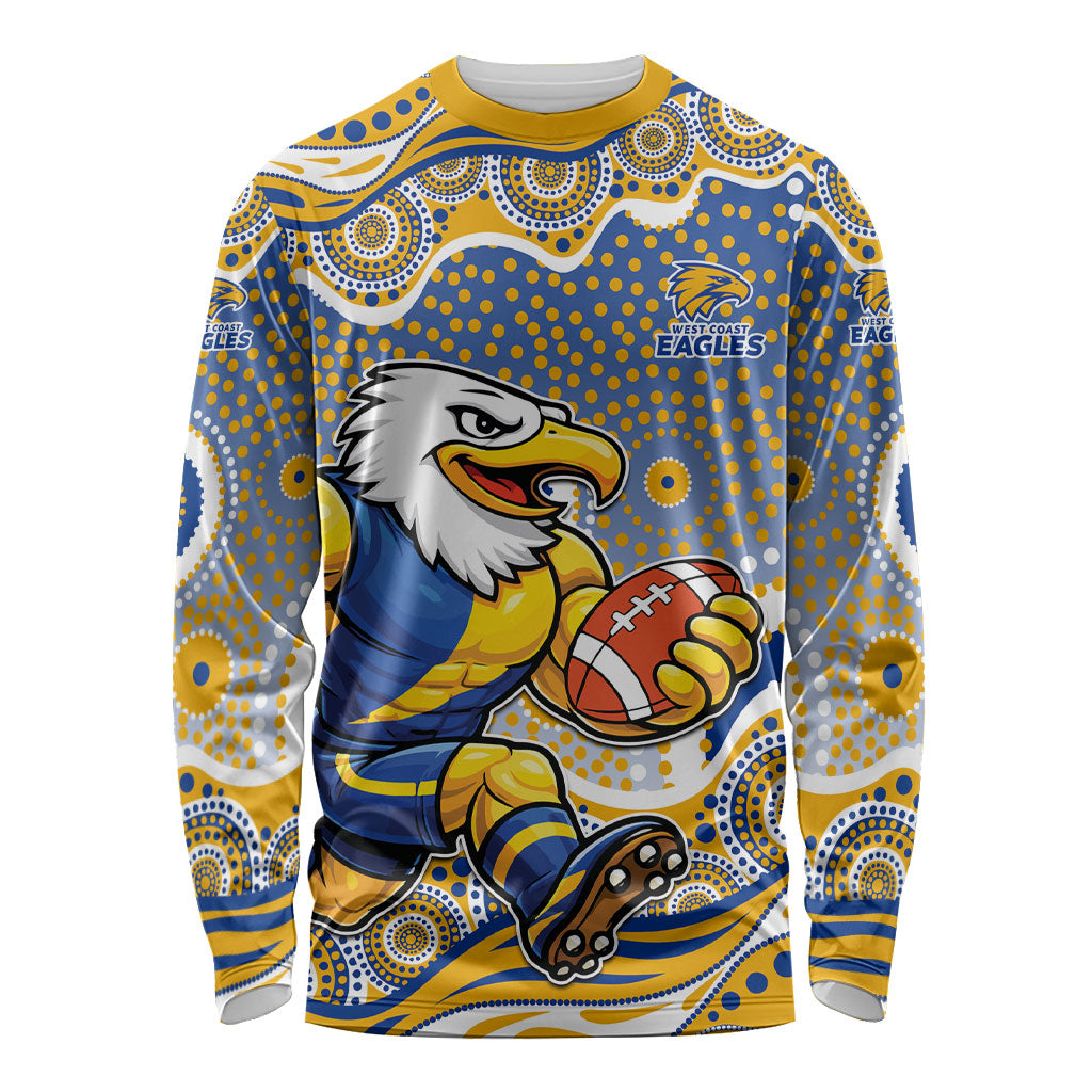 West Coast Eagles Long Sleeve Shirt Aboriginal Dot Pattern - Football Mascot Heritage Pride