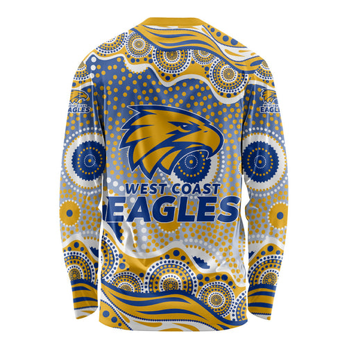 West Coast Eagles Long Sleeve Shirt Aboriginal Dot Pattern - Football Mascot Heritage Pride