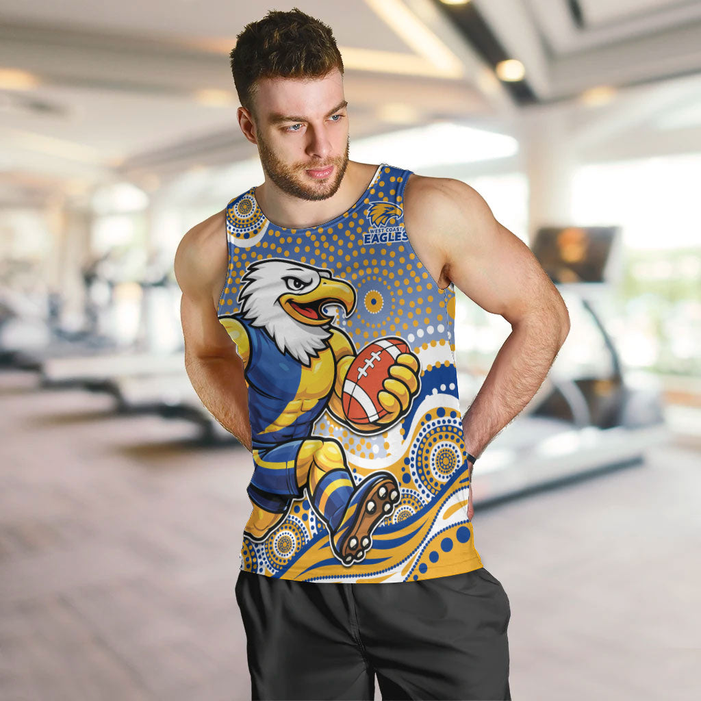 West Coast Eagles Men Tank Top Aboriginal Dot Pattern - Football Mascot Heritage Pride