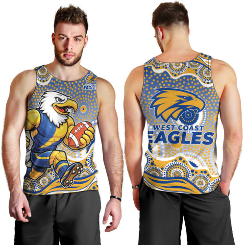 West Coast Eagles Men Tank Top Aboriginal Dot Pattern - Football Mascot Heritage Pride