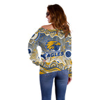 West Coast Eagles Off Shoulder Sweater Aboriginal Dot Pattern - Football Mascot Heritage Pride