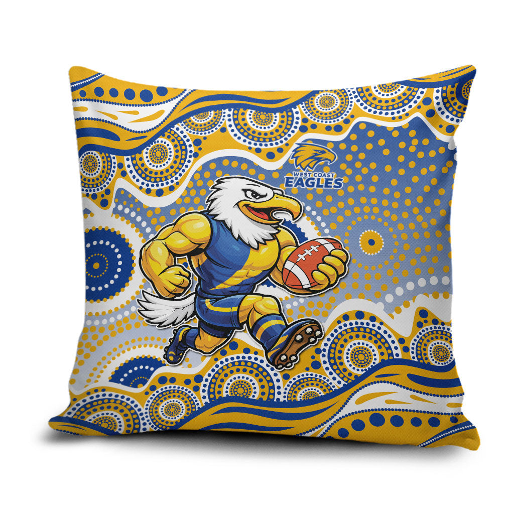 West Coast Eagles Pillow Cover Aboriginal Dot Pattern - Football Mascot Heritage Pride