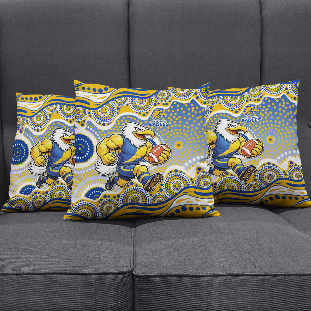 West Coast Eagles Pillow Cover Aboriginal Dot Pattern - Football Mascot Heritage Pride