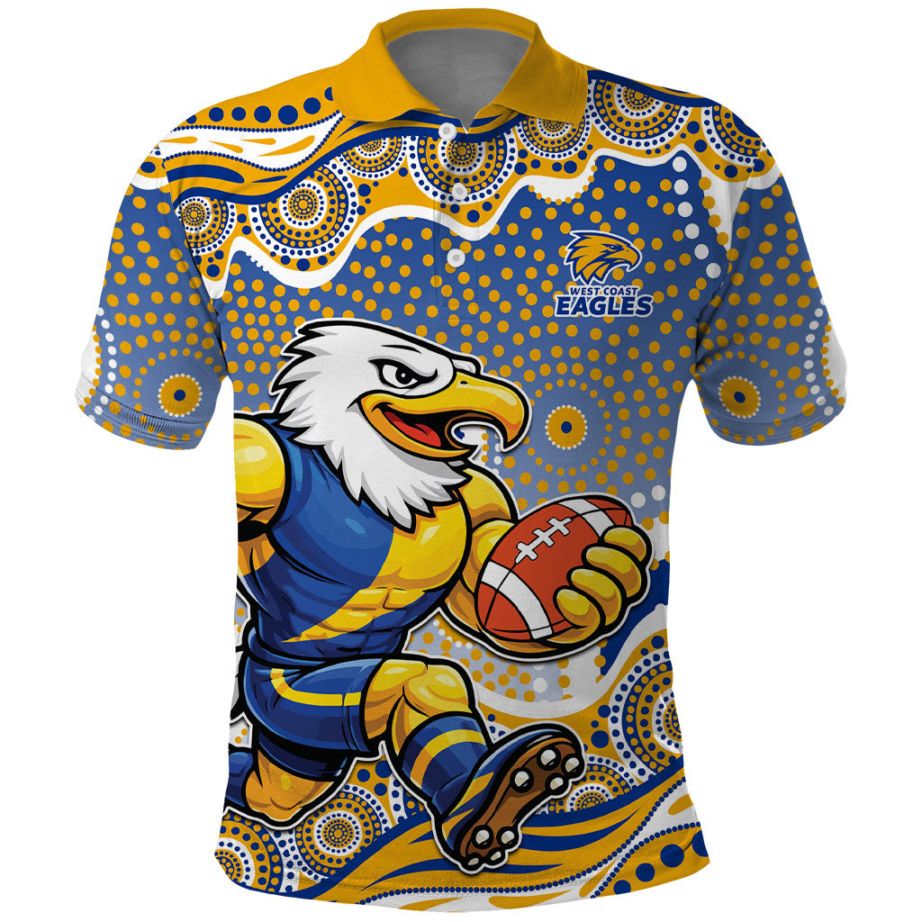 West Coast Eagles Polo Shirt Aboriginal Dot Pattern - Football Mascot Heritage Pride