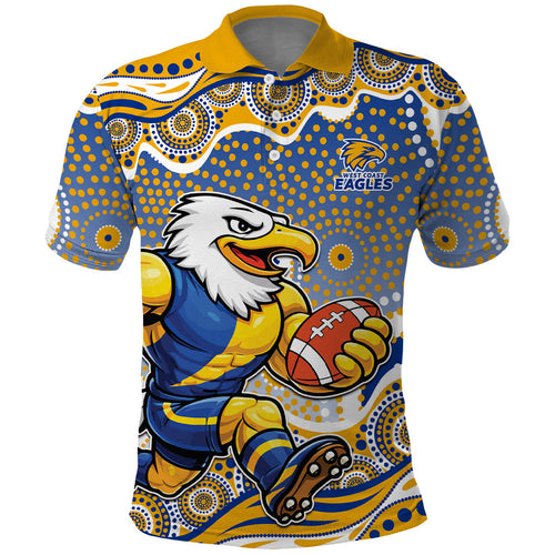 West Coast Eagles Polo Shirt Aboriginal Dot Pattern - Football Mascot Heritage Pride