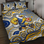 West Coast Eagles Quilt Bed Set Aboriginal Dot Pattern - Football Mascot Heritage Pride