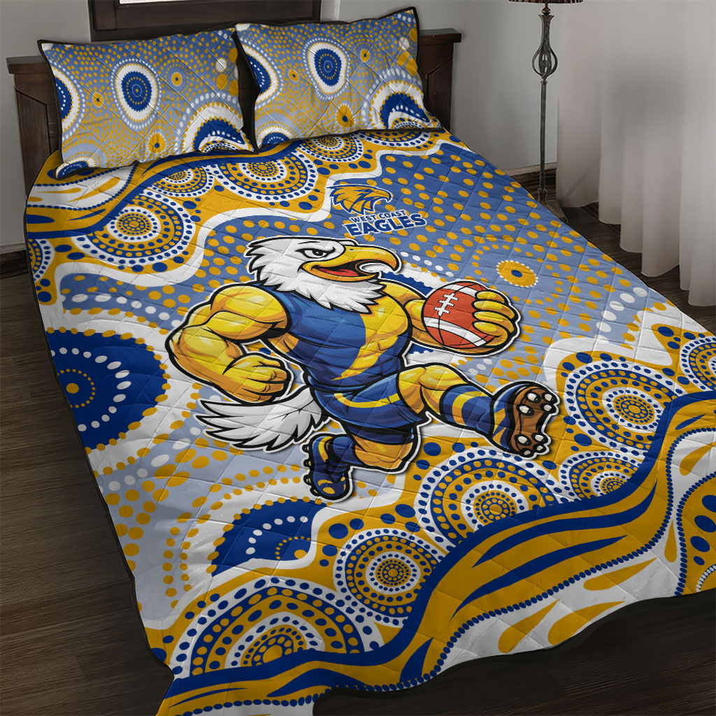 West Coast Eagles Quilt Bed Set Aboriginal Dot Pattern - Football Mascot Heritage Pride
