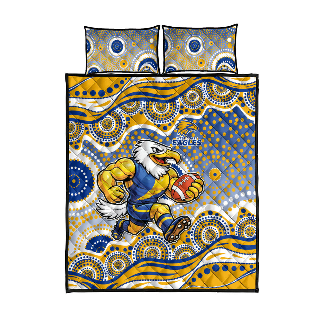West Coast Eagles Quilt Bed Set Aboriginal Dot Pattern - Football Mascot Heritage Pride