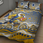 West Coast Eagles Quilt Bed Set Aboriginal Dot Pattern - Football Mascot Heritage Pride