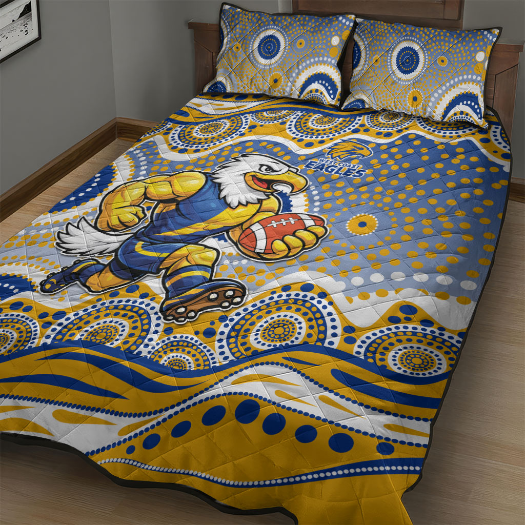 West Coast Eagles Quilt Bed Set Aboriginal Dot Pattern - Football Mascot Heritage Pride