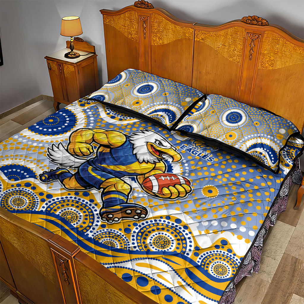 West Coast Eagles Quilt Bed Set Aboriginal Dot Pattern - Football Mascot Heritage Pride