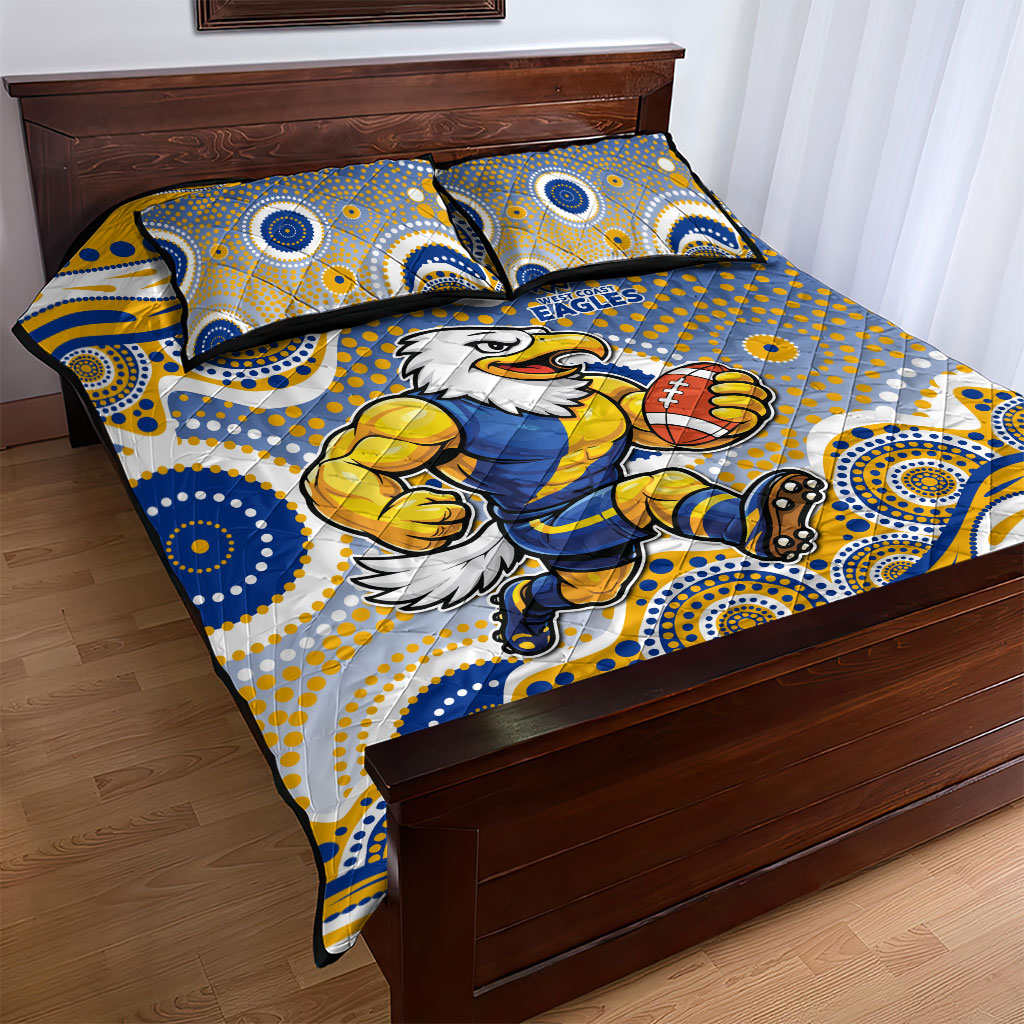 West Coast Eagles Quilt Bed Set Aboriginal Dot Pattern - Football Mascot Heritage Pride