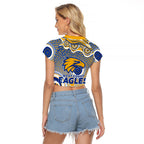 West Coast Eagles Raglan Cropped T Shirt Aboriginal Dot Pattern - Football Mascot Heritage Pride