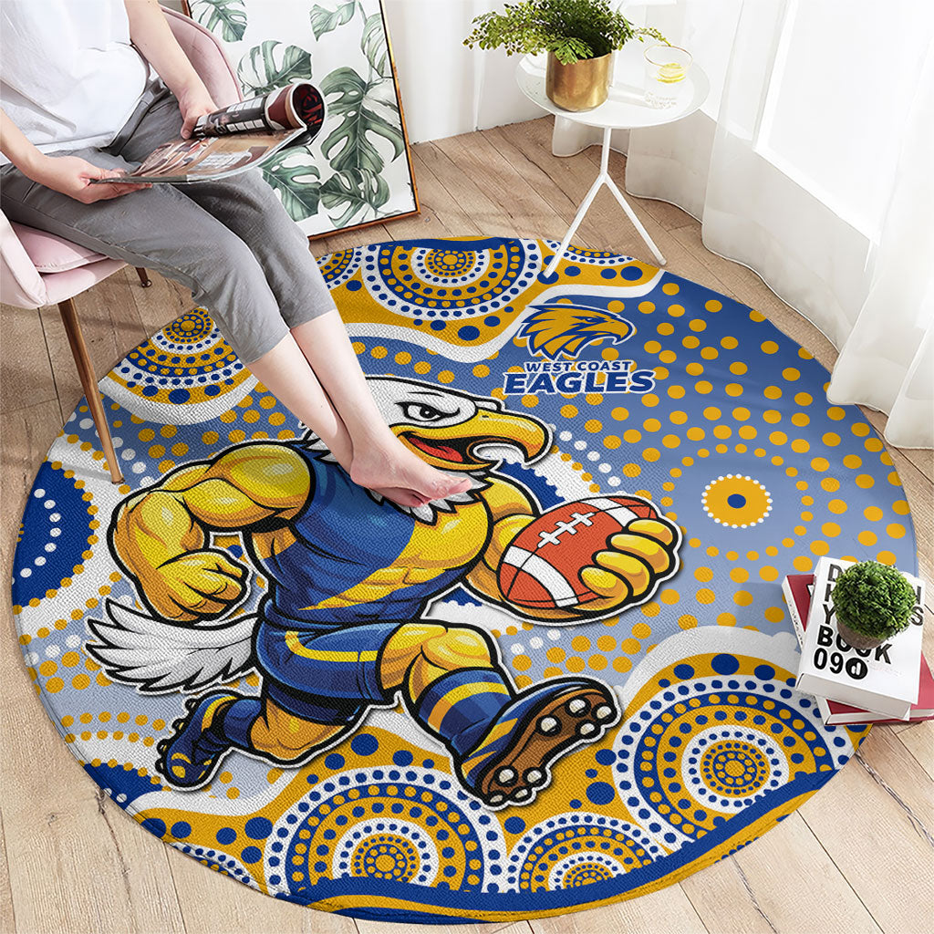 West Coast Eagles Round Carpet Aboriginal Dot Pattern - Football Mascot Heritage Pride
