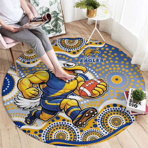 West Coast Eagles Round Carpet Aboriginal Dot Pattern - Football Mascot Heritage Pride