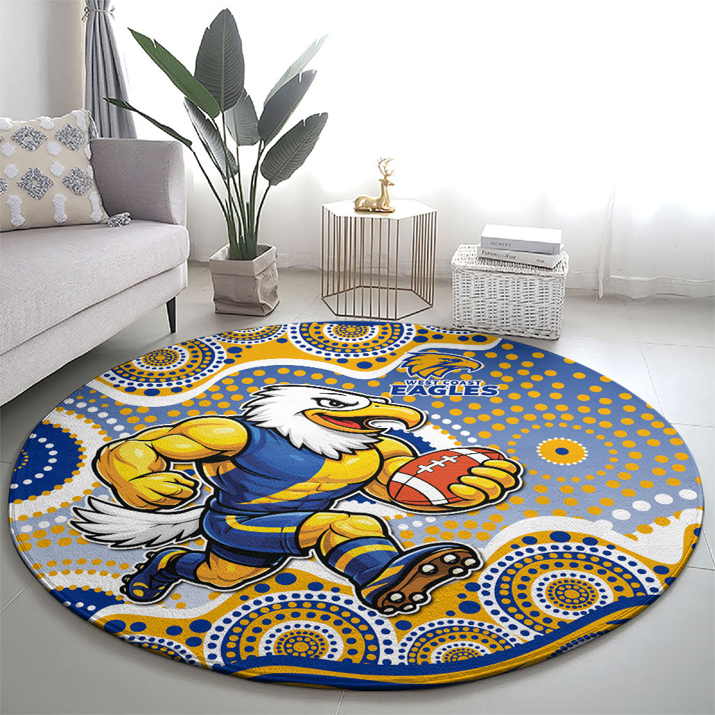 West Coast Eagles Round Carpet Aboriginal Dot Pattern - Football Mascot Heritage Pride