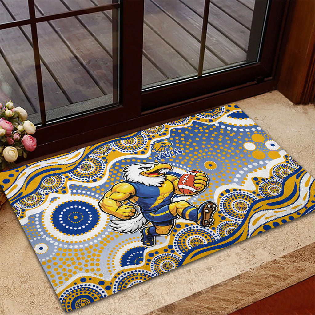 West Coast Eagles Rubber Doormat Aboriginal Dot Pattern - Football Mascot Heritage Pride