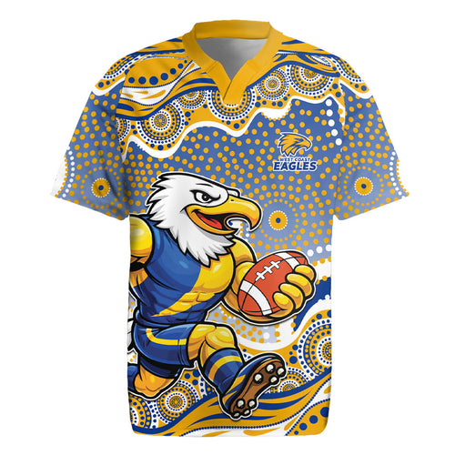 West Coast Eagles Rugby Jersey Aboriginal Dot Pattern - Football Mascot Heritage Pride