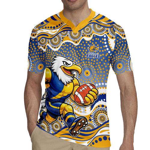 West Coast Eagles Rugby Jersey Aboriginal Dot Pattern - Football Mascot Heritage Pride