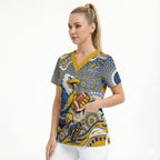 West Coast Eagles Scrub Top Aboriginal Dot Pattern - Football Mascot Heritage Pride