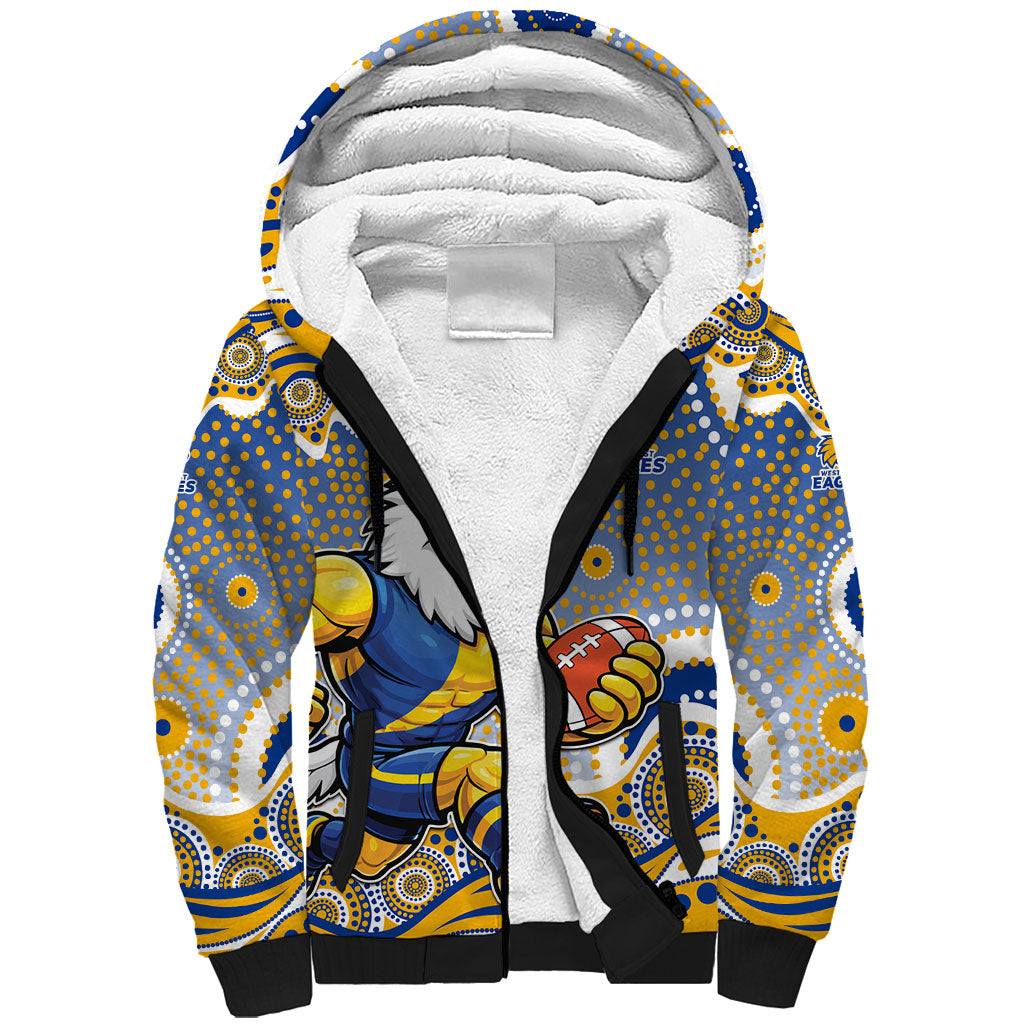 West Coast Eagles Sherpa Hoodie Aboriginal Dot Pattern - Football Mascot Heritage Pride