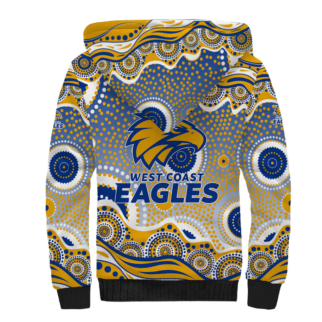West Coast Eagles Sherpa Hoodie Aboriginal Dot Pattern - Football Mascot Heritage Pride