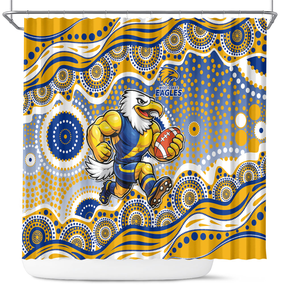 West Coast Eagles Shower Curtain Aboriginal Dot Pattern - Football Mascot Heritage Pride