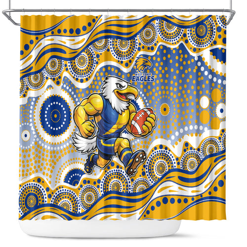 West Coast Eagles Shower Curtain Aboriginal Dot Pattern - Football Mascot Heritage Pride