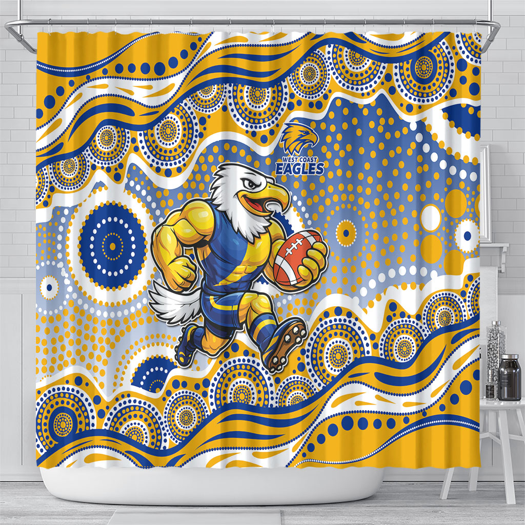 West Coast Eagles Shower Curtain Aboriginal Dot Pattern - Football Mascot Heritage Pride