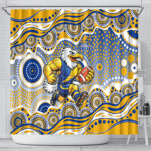 West Coast Eagles Shower Curtain Aboriginal Dot Pattern - Football Mascot Heritage Pride