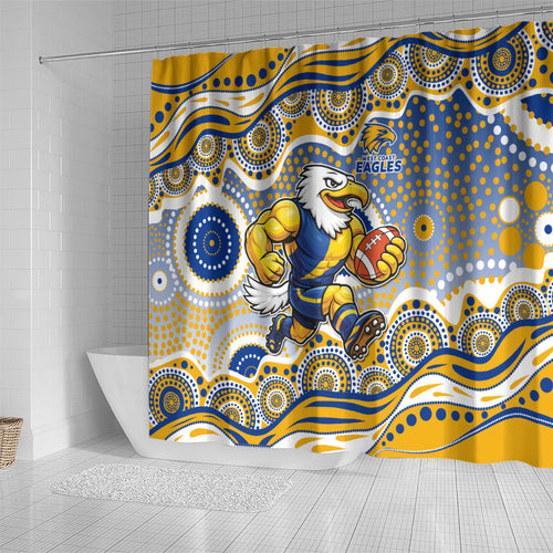 West Coast Eagles Shower Curtain Aboriginal Dot Pattern - Football Mascot Heritage Pride