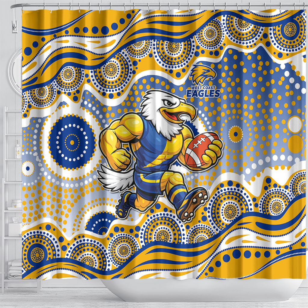 West Coast Eagles Shower Curtain Aboriginal Dot Pattern - Football Mascot Heritage Pride