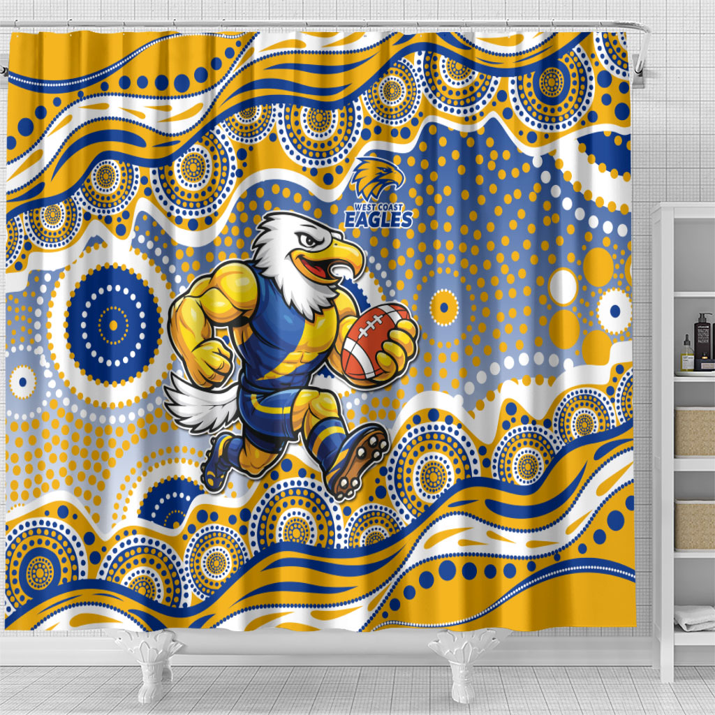 West Coast Eagles Shower Curtain Aboriginal Dot Pattern - Football Mascot Heritage Pride