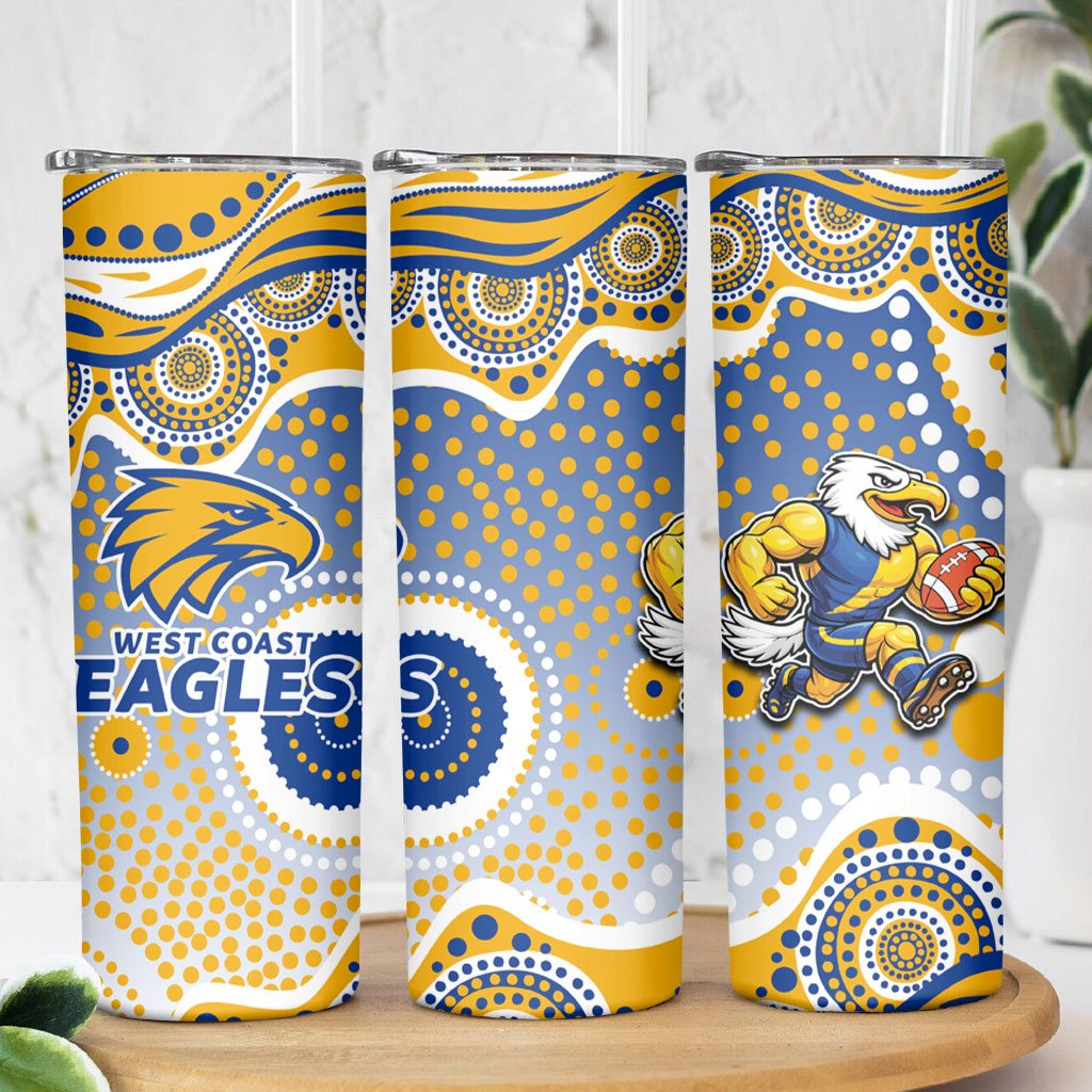 West Coast Eagles Skinny Tumbler Aboriginal Dot Pattern - Football Mascot Heritage Pride
