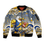 West Coast Eagles Sleeve Zip Bomber Jacket Aboriginal Dot Pattern - Football Mascot Heritage Pride