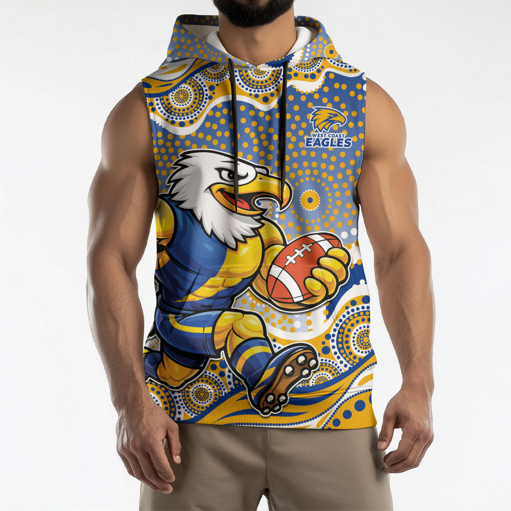 West Coast Eagles Sleeveless Hoodie Aboriginal Dot Pattern - Football Mascot Heritage Pride